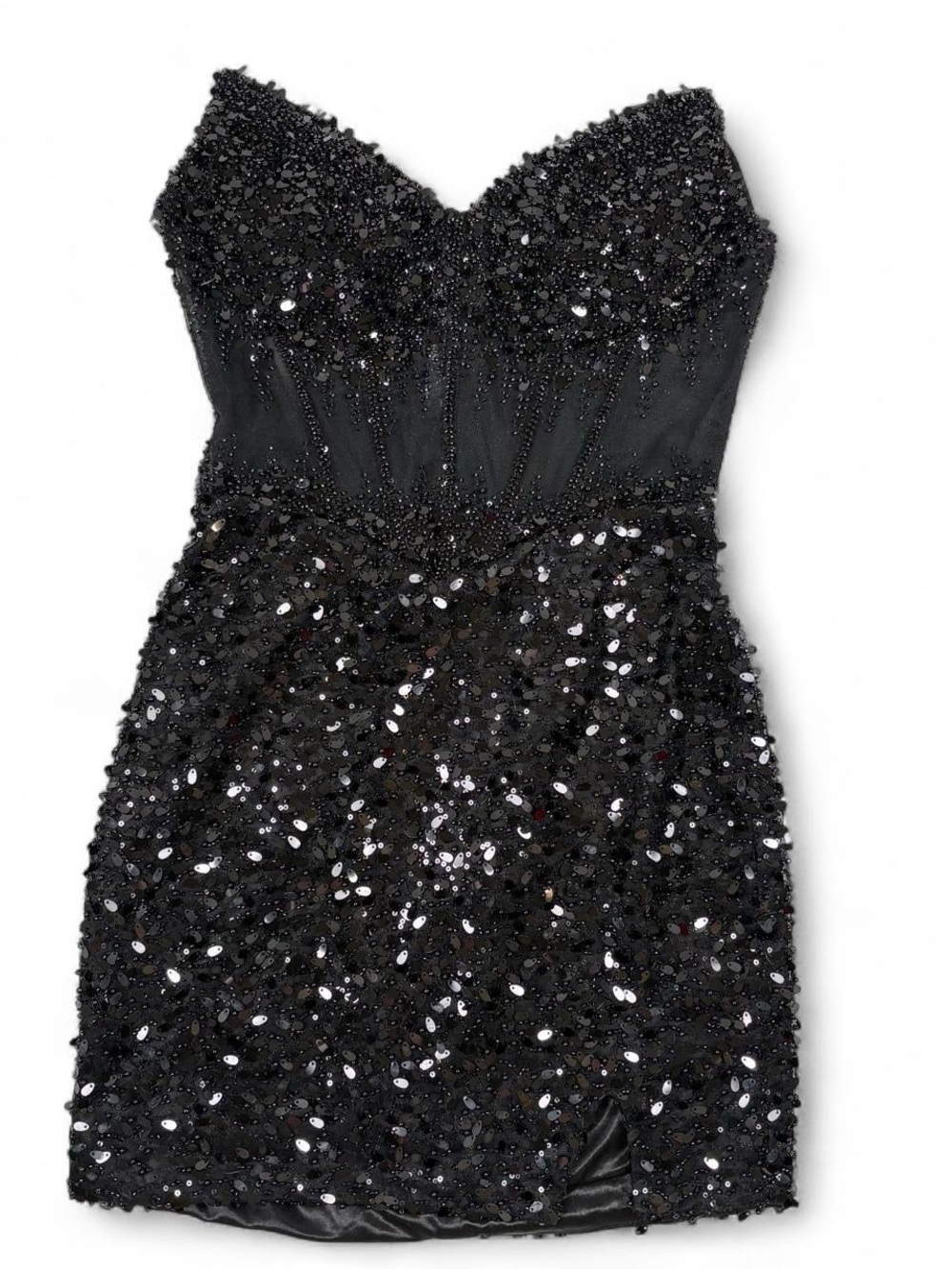 LaDivine Black Corset Sequin Mini Cocktail Dress